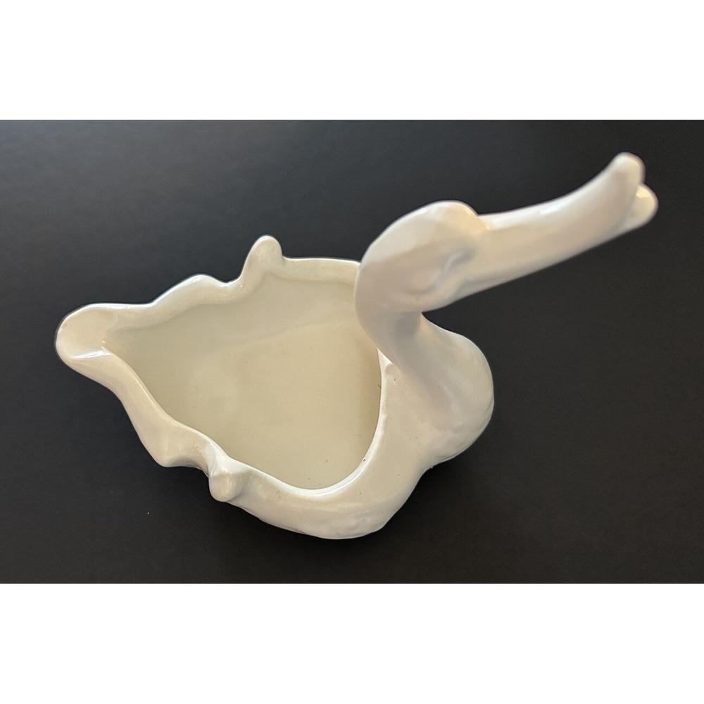 Vintage Ashtray Duck Goose Trinket Box Ivory Ceramic 4.5"x5"